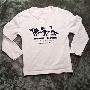 HM Kids Cream Empower Together Dinosaur Graphic‎ Long Sleeve Tee Size 4-6Y